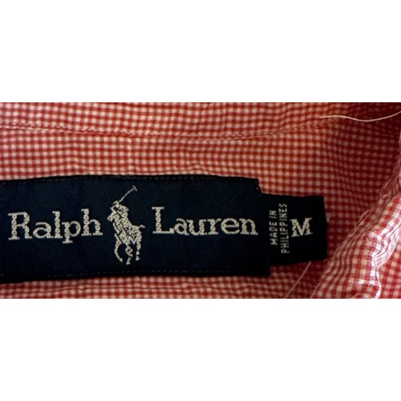Ralph Lauren Men's Button Up, Red/White Check Medium Embroidered Yacht Club RLYC - Picture 4 of 13